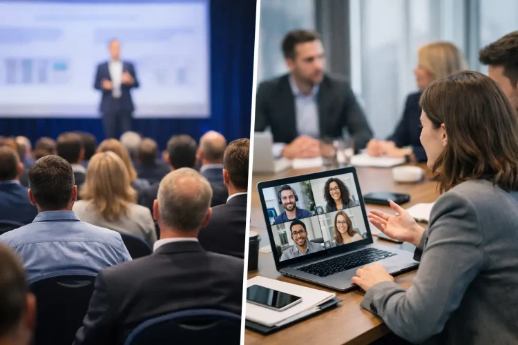 Evento presencial versus híbrido para su empresa