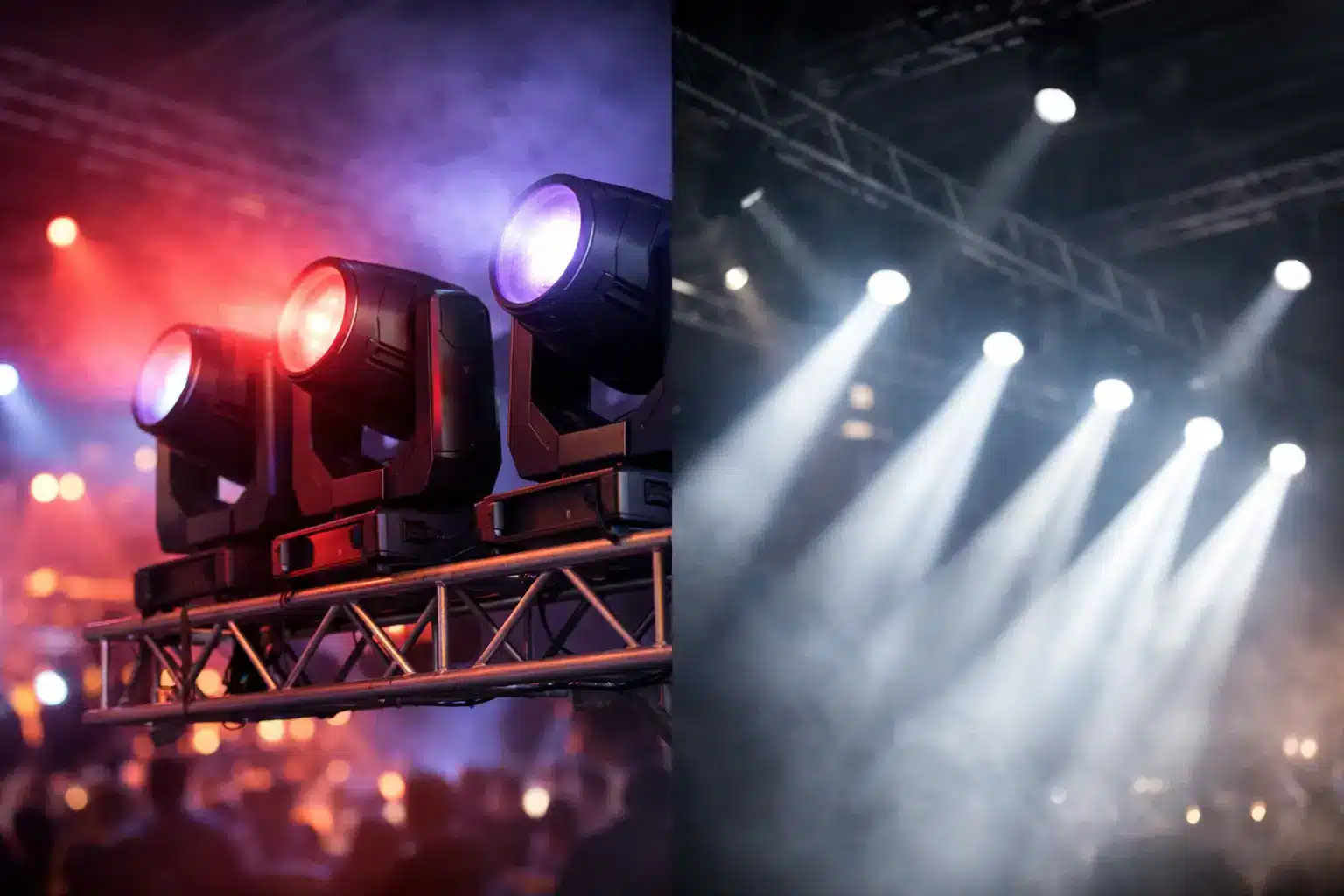 Luces wash versus luces beam para eventos